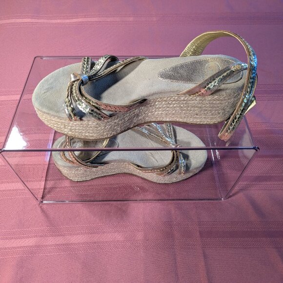 Gianni Bini Gold Sequin Ankle Strap Platform Sandals - Picture 6 of 14